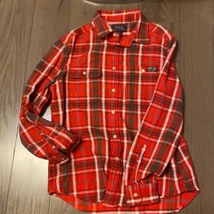 Boys Polo Ralph Lauren red plaid flannel shirt -L
